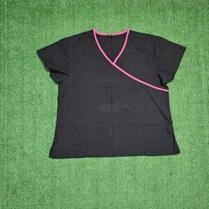 Black Women's Top with Pink Trim 2XL